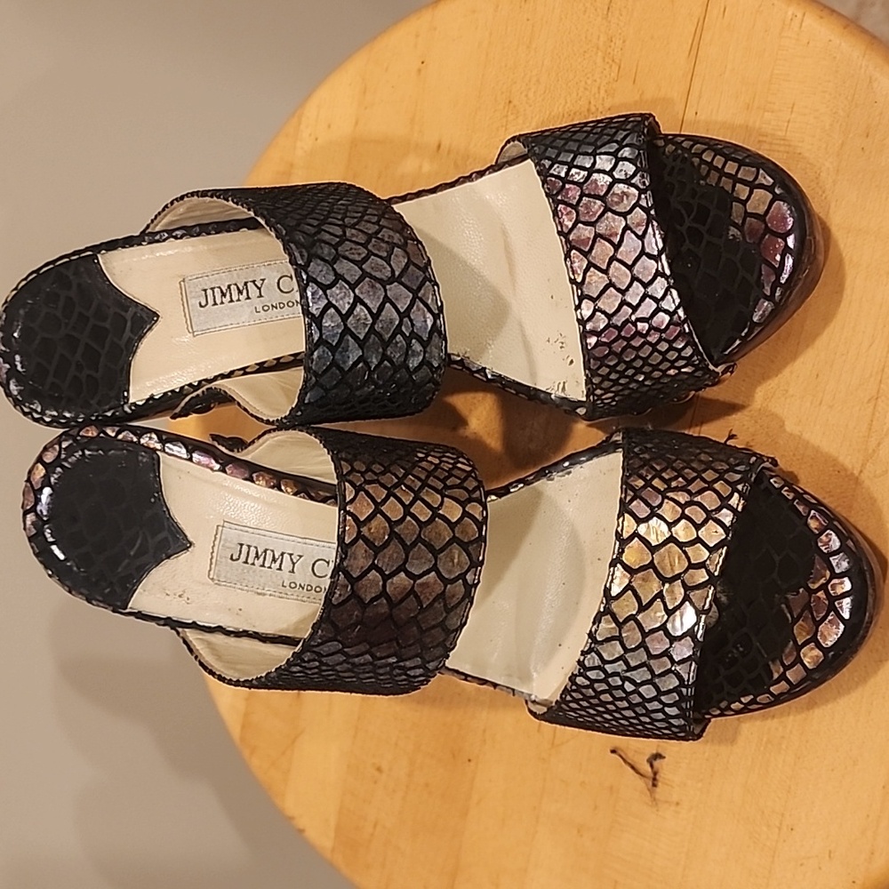 Authentic Jimmy Choo Irridescent Mule Chunky Heels with Chunky Platform - Picture 2 of 9